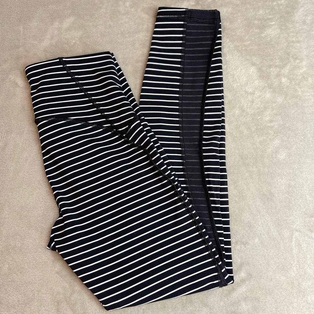 Lululemon Wunder Under Hi-Rise 25” Parallel Stripe Black & White Legging